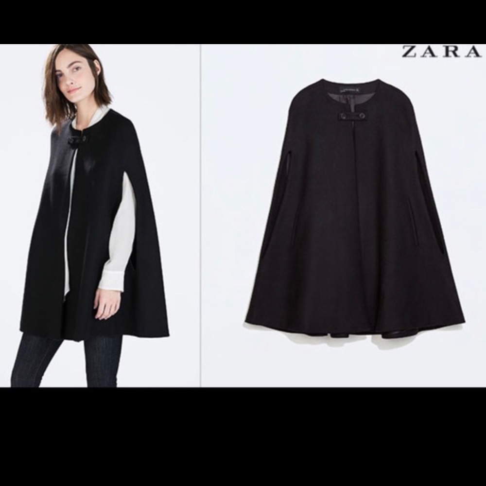 Zara Buttoned Wool Cape Coat. Size Small